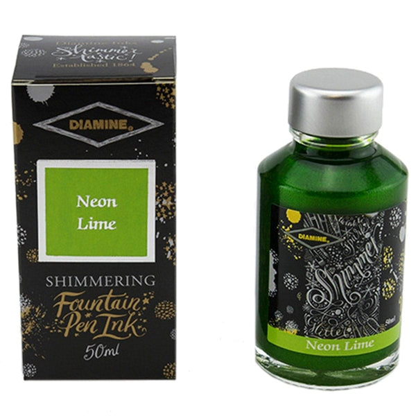 Diamine, Ink Bottle, Shimmering Collection, Neon Lime-1