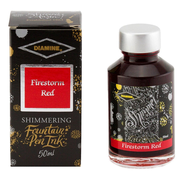 Diamine, Ink Bottle, Shimmering Collection, Firestorm Red-1