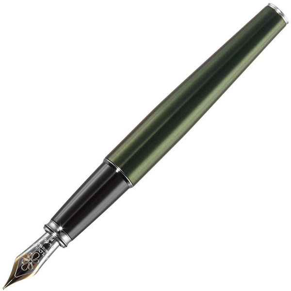 Diplomat, Fountain Pen, Excellence A2, Chrome, 14 Karat Gold Nib, Evergreen-1