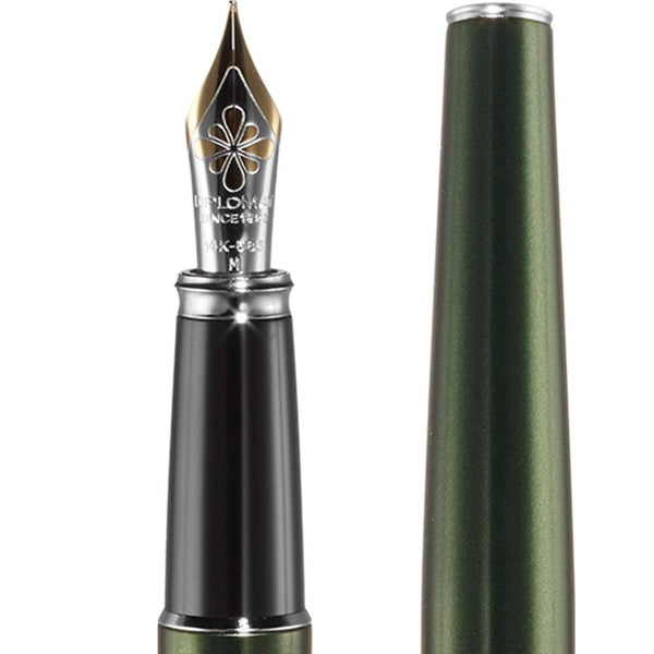 Diplomat, Fountain Pen, Excellence A2, Chrome, 14 Karat Gold Nib, Evergreen-2