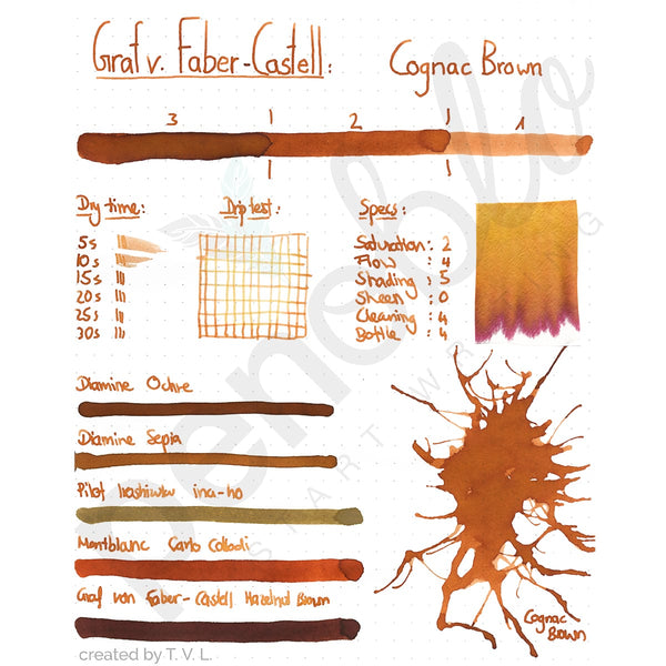 Graf von Faber-Castell, Ink Cartridge, 6 Ink Cartridges, Cognac Brown-2