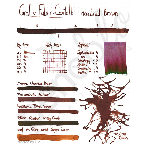 Graf von Faber-Castell, Ink Cartridge, 6 Ink Cartridges, Hazelnut Brown-2