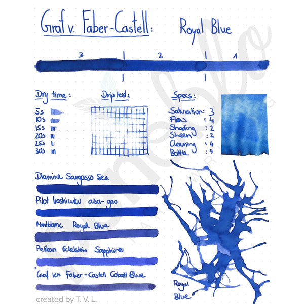 Graf von Faber-Castell, Ink Cartridge, 6 Ink Cartridges, Royal Blue-2