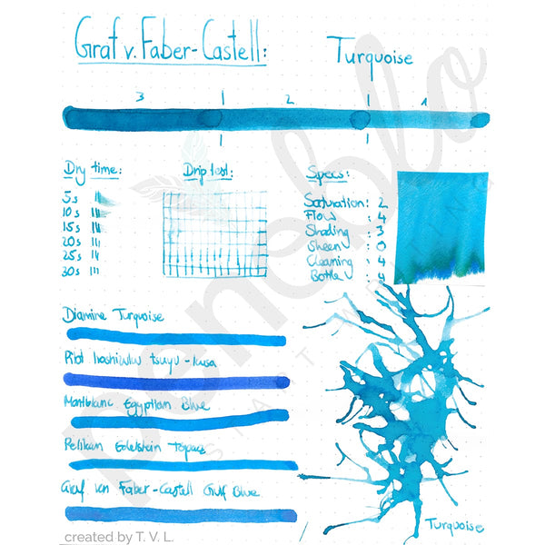 Graf von Faber-Castell, Ink Cartridge, 6 Ink Cartridges, Turquoise-2