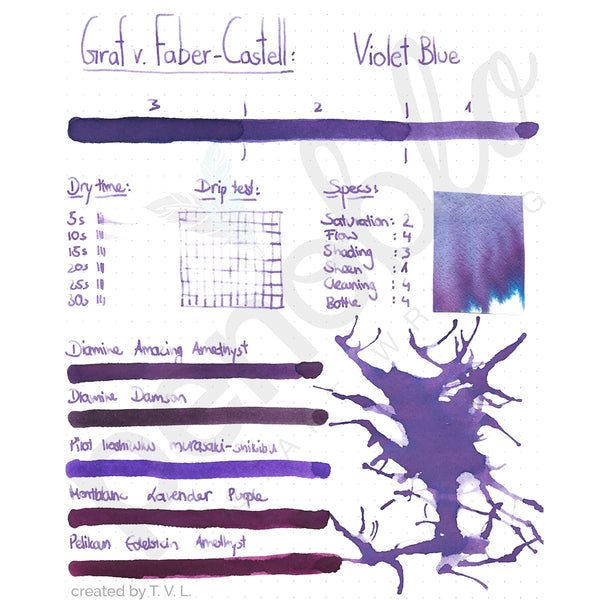 Graf von Faber-Castell, Ink Cartridge, 6 Ink Cartridges, Violet Blue-2