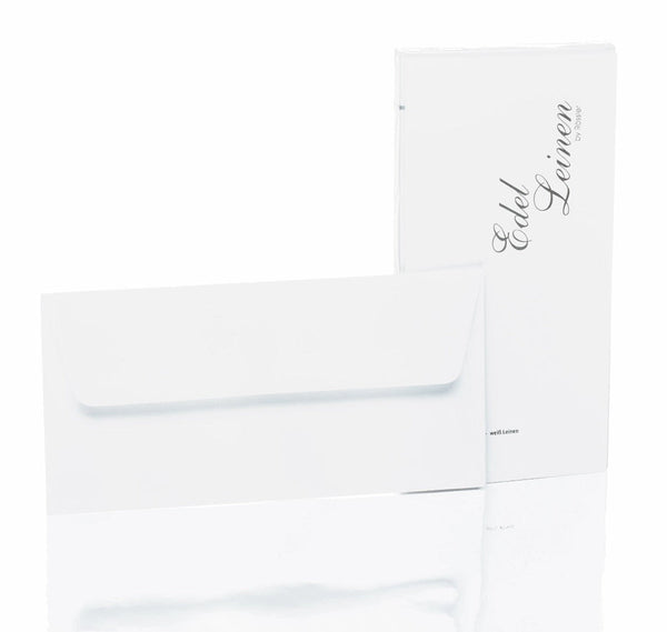 Rössler, Envelopes, Edelleinen, With Silk Lining, White Linen, 20 Pieces Each, DL-1