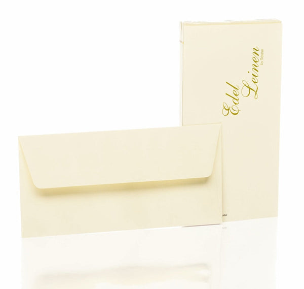 Rössler, Envelopes, Edelleinen, With Silk Lining, Ivory Linen, 20 Pieces Each, DL-1