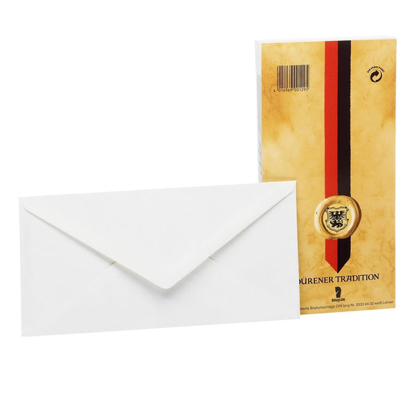 Rössler, Envelopes, Dürener Tradition, With Silk Lining, White Linen, Each 25 Pieces, DL-1