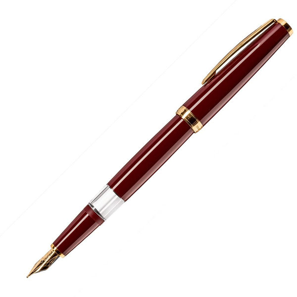 Cleo Skribent, Fountain Pen, Classic, Gold, Piston Fountain Pen, Dark Red-1