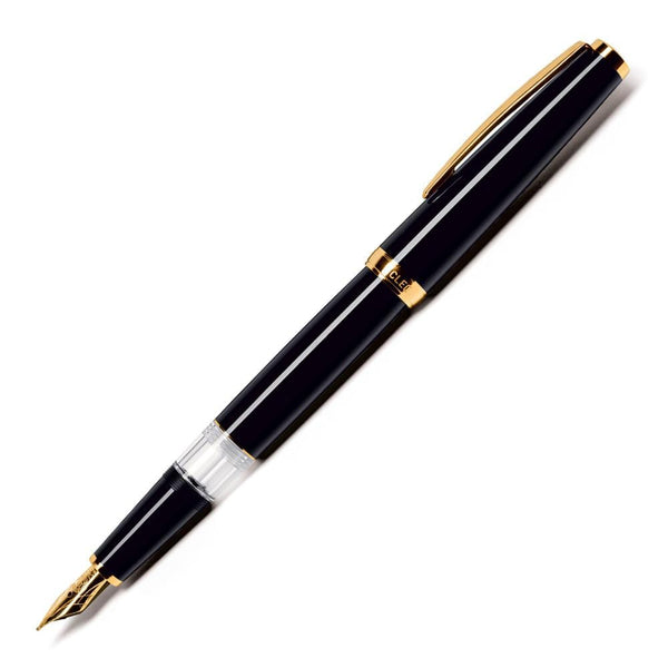 Cleo Skribent, Fountain Pen, Classic, Gold, Piston Fountain Pen, Black-1