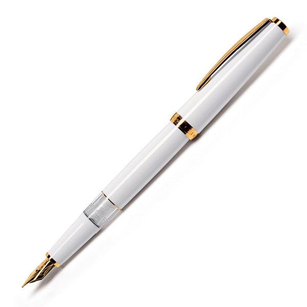 Cleo Skribent, Fountain Pen, Classic, Gold, Piston Fountain Pen, White-1