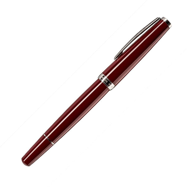 Cleo Skribent, Fountain Pen, Classic, Palladium, Piston Fountain Pen, Palladium Plated, Dark Red-1