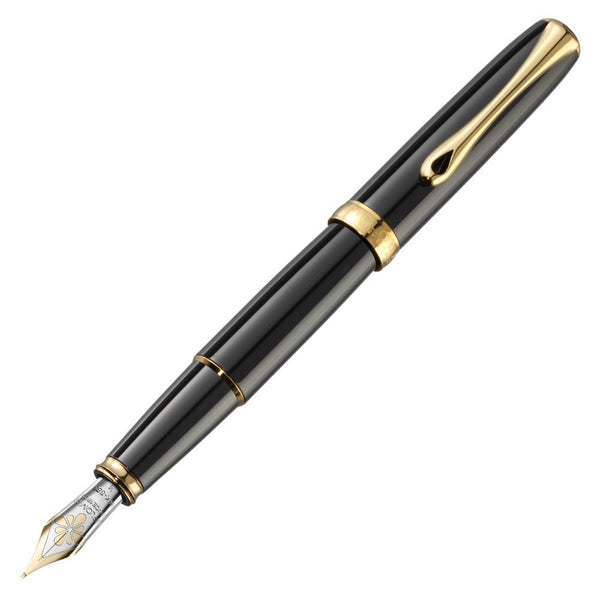 Diplomat, Fountain Pen, Excellence A2, Coated, Gold Plated, 14 Karat Gold Nib, Black-1