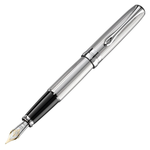 Diplomat, Fountain Pen, Excellence A2, Guilloche, 14 Karat Gold Nib, Silver-1
