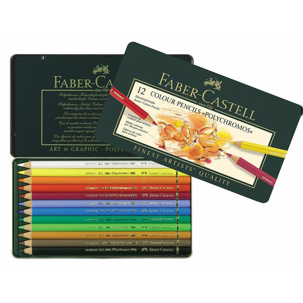 Faber-Castell, Colour Pencil, Polychromos, 12 Pens, Metal Case-1