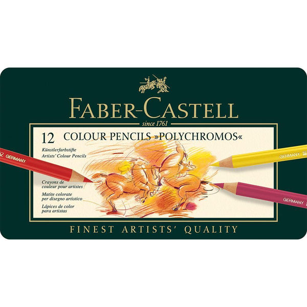 Faber-Castell, Colour Pencil, Polychromos, 12 Pens, Metal Case-2
