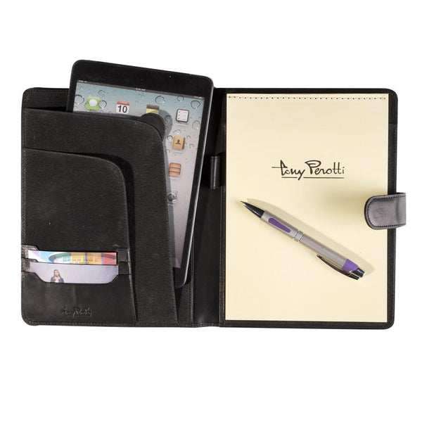 Tony Perotti, Writing Case, Vegetale, With Tablet Compartment A5, Black-1