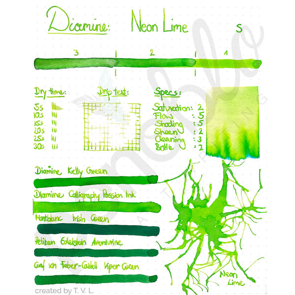 Diamine, Ink Bottle, Shimmering Collection, Neon Lime-2